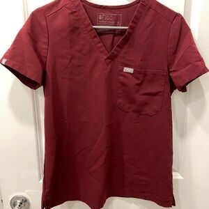 NWT FIGS Burgundy Catarina Scrub Top